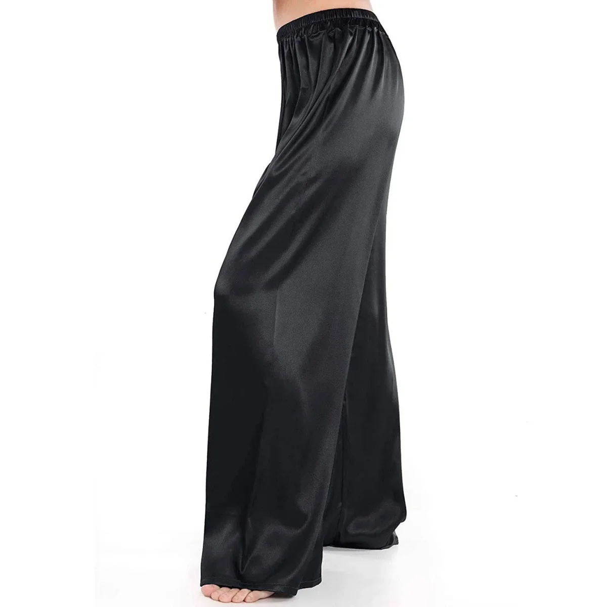Pantalones de pijama de seda para mujer Pierna ancha de seda pura suelto de seda - Imagen 4
