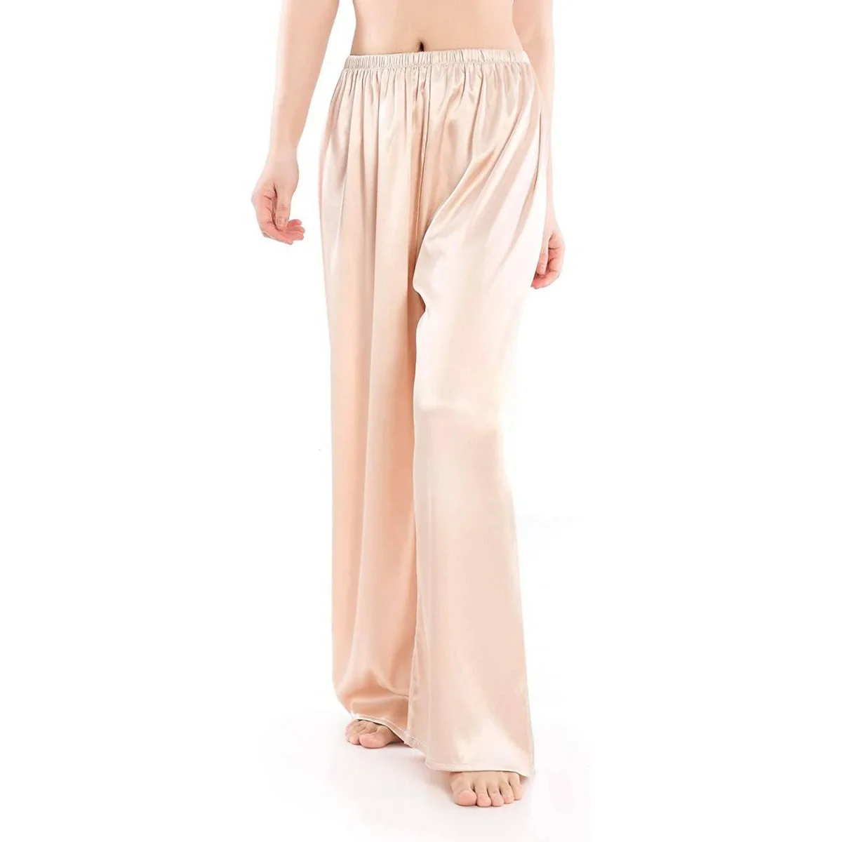 Pantalones de pijama de seda para mujer Pierna ancha de seda pura suelto de seda - Imagen 6