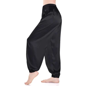 Pantalones de pijama de seda para mujer pantalones de seda casuales sueltos