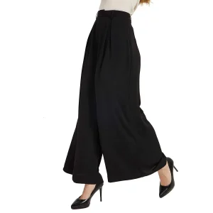 Pantalones de seda para mujer Pantalones de seda sueltos de cintura alta con bolsillos
