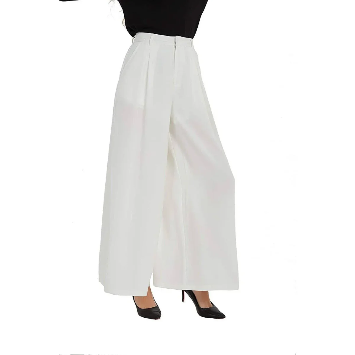 Pantalones de seda para mujer Pantalones de seda sueltos de cintura alta con bolsillos - Imagen 9