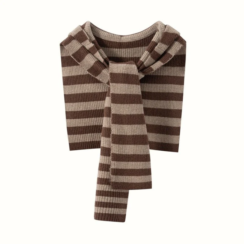 Bufanda con capucha de cachemira a rayas para mujer Abrigo de punto de cachemira con sudadera con capucha - Imagen 4