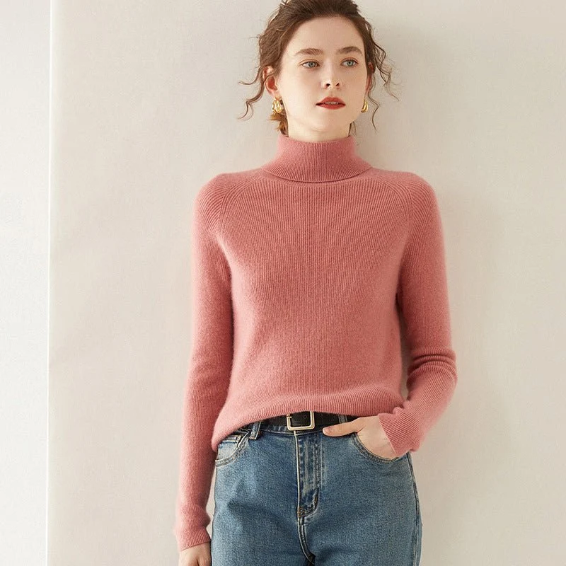 Womens Turtleneck Cashmere Sweater Long Sleeve Cashmere Tops Multi Colors - Imagen 6