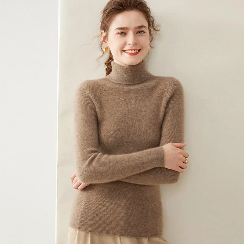 Womens Turtleneck Cashmere Sweater Long Sleeve Cashmere Tops Multi Colors - Imagen 9