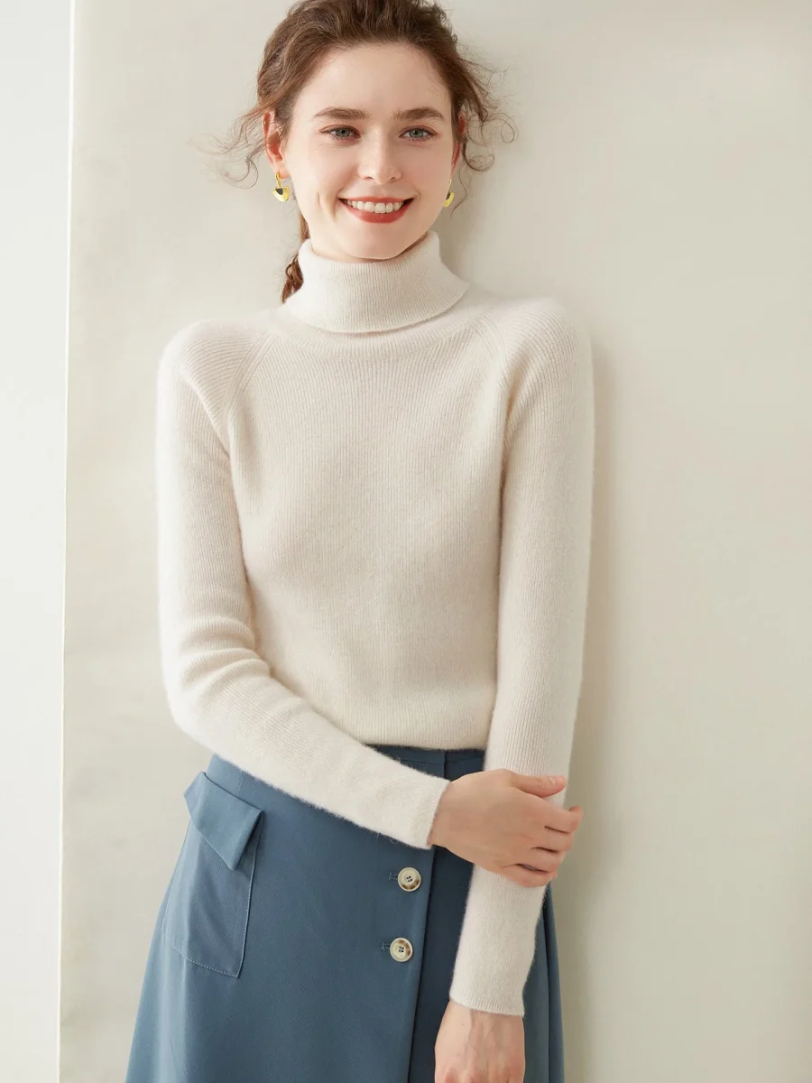 Womens Turtleneck Cashmere Sweater Long Sleeve Cashmere Tops Multi Colors - Imagen 4