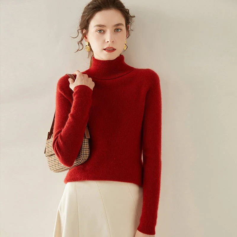 Womens Turtleneck Cashmere Sweater Long Sleeve Cashmere Tops Multi Colors - Imagen 2