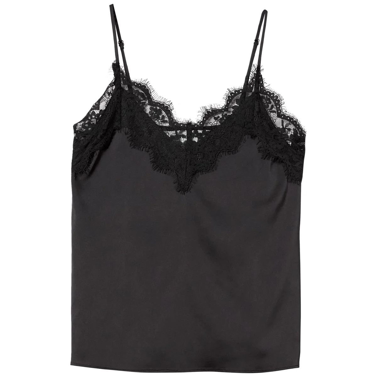 Camisola de seda con cuello en V de mujeres con encaje sin mangas de seda - Imagen 6
