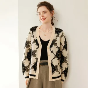 Cárdigan de cachemira de punto de inspiración vintage para mujer