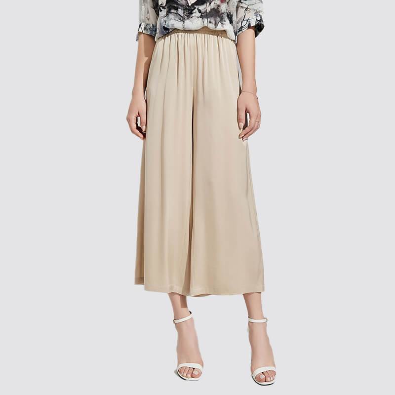 Pantalones de seda de pierna ancha para mujeres pantalones de trabajo casual - Imagen 6