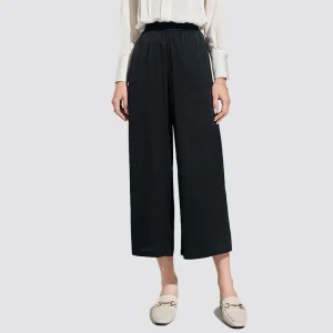 Pantalones de seda de pierna ancha para mujeres pantalones de trabajo casual