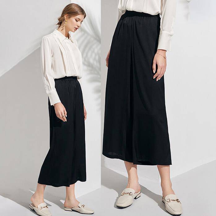 Pantalones de seda de pierna ancha para mujeres pantalones de trabajo casual - Imagen 5