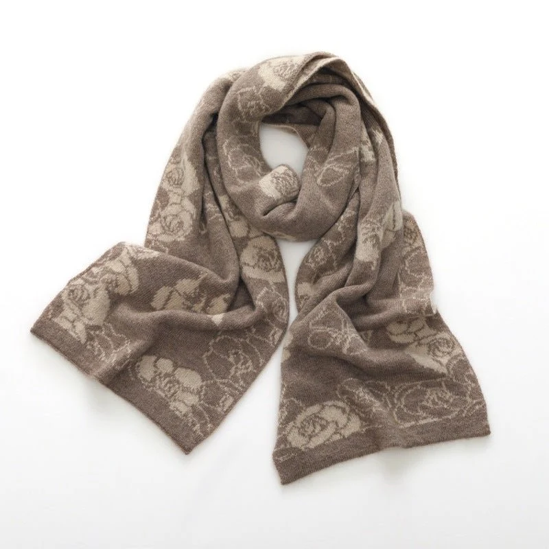 Bufanda floral de cachemira de invierno para mujer Abrigo largo de punto de cachemira - Imagen 5