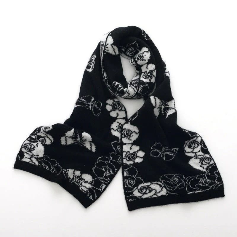 Bufanda floral de cachemira de invierno para mujer Abrigo largo de punto de cachemira - Imagen 3