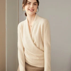 Sweater Wrap de cachemir de cuello de manga larga para mujeres para mujeres